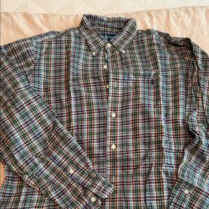 Polo Ralph Lauren Men's Blue and Green Plaid Shirt
